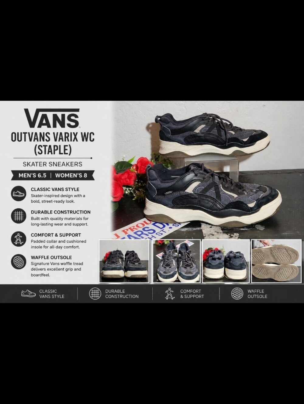VANS OUTVANS VARIX WC (STAPLE) Skater Sneakers 6.5 Men 8 Women
